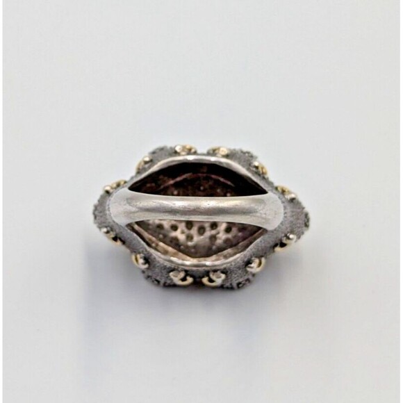 Elizabeth Adams Collection Sterling Silver 925 Pave Diamonds Statement Ring Sz 6 - Picture 16 of 16